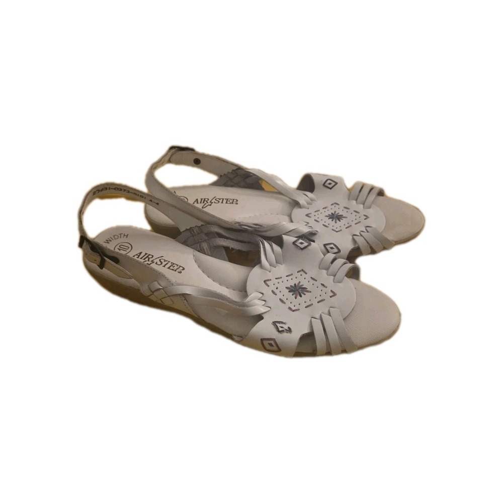Air‎ Step, Aztec Women's 10 Wide White Leather Slingback Comfort Sandals Brazil